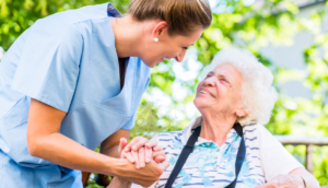 Elderly Woman With Caregiver